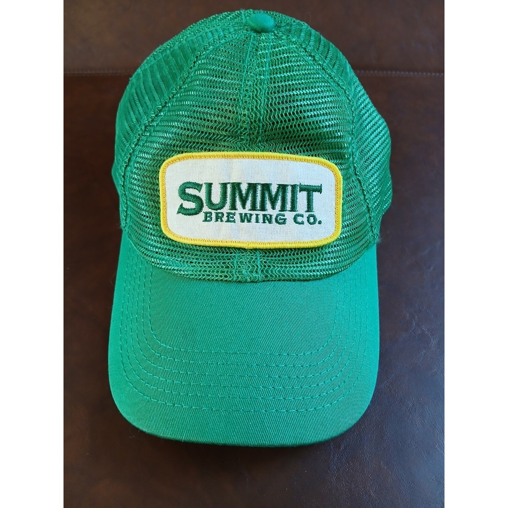Summit Brewing Co Trucker Hat Unisex Green OS Adjustable Curved Brim Embro #1596